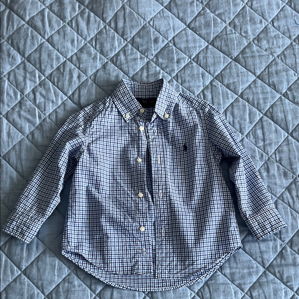 Ralph Lauren Kids Blue Plaid Button Down Shirt